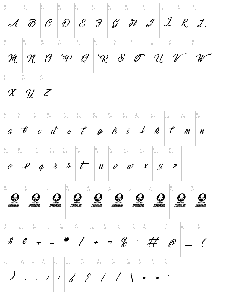 Melancholight font map